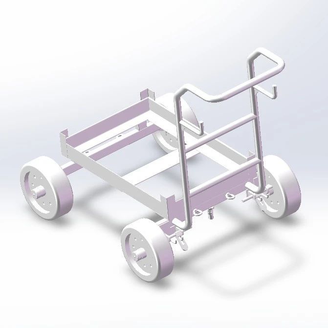 【工程机械】通用推行式手推车简易模型3D图纸 STEP格式