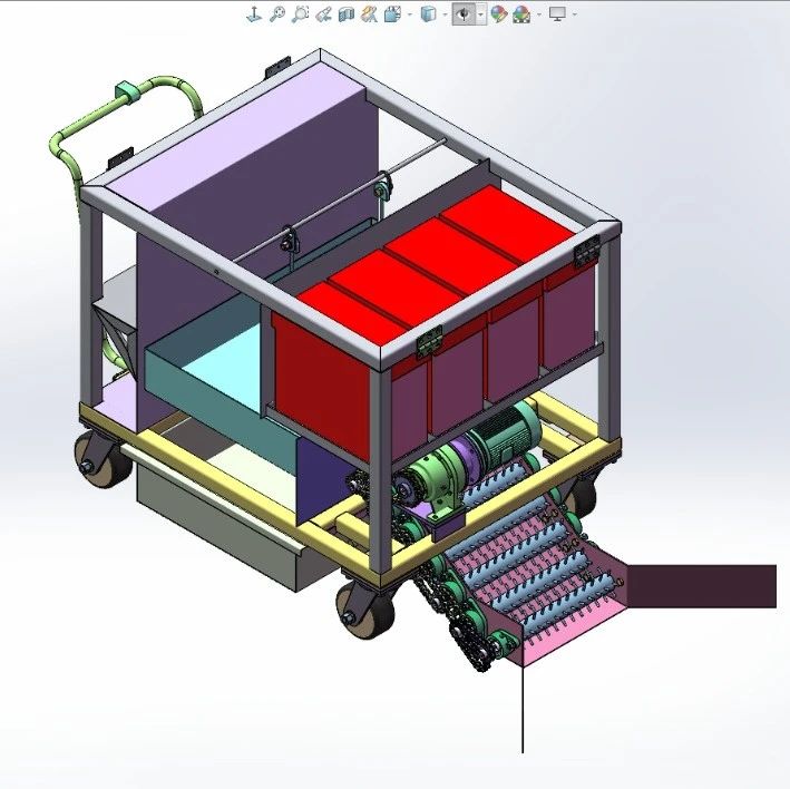 【工程机械】落叶清扫推车3D数模图纸 Solidworks21设计