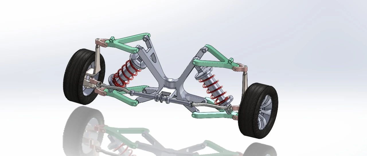【工程机械】Suspension system悬架简易结构3D图纸 Solidworks设计
