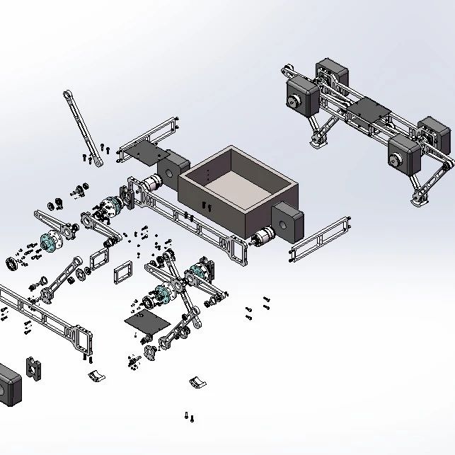 【机器人】越障运输四足机器人3D数模图纸 Solidworks22设计