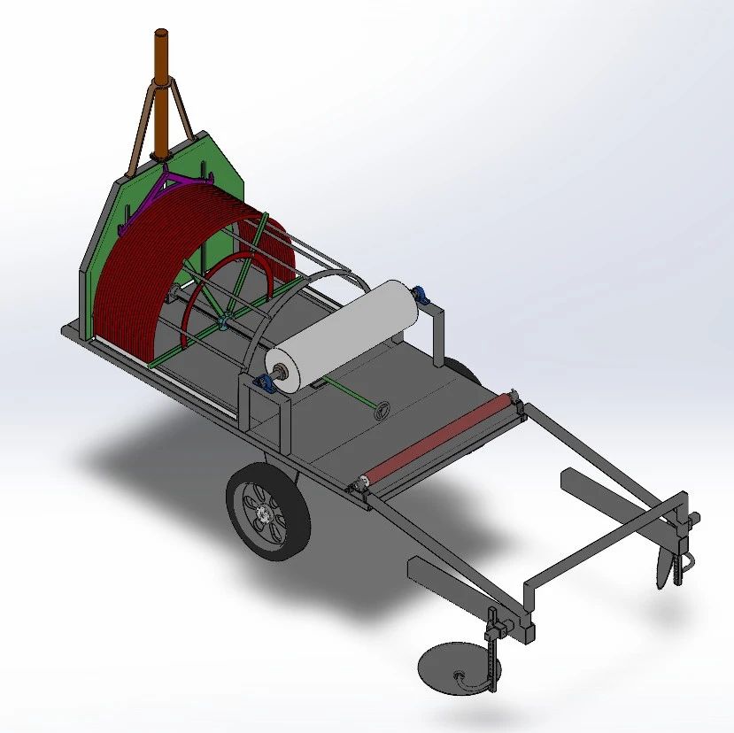 【农业机械】小拱棚铺设机3D图纸 Solidworks20设计