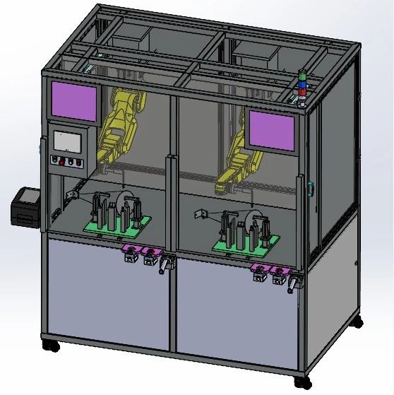 【非标数模】协作机器人检测站3D数模图纸 Solidworks20设计