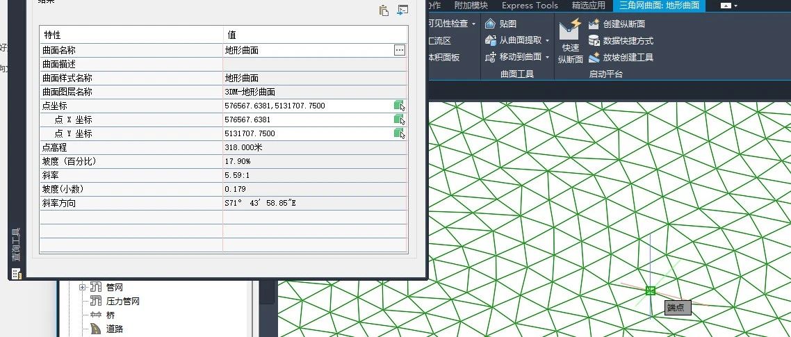 AutoDesk Civil3D查看曲面上的点坐标
