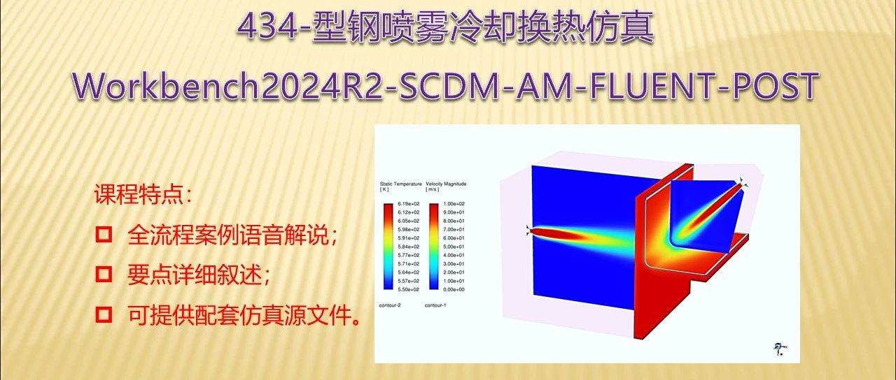 434-型钢喷雾冷却换热仿真Workbench2024R2-SCDM-AM-FLUENT-POST