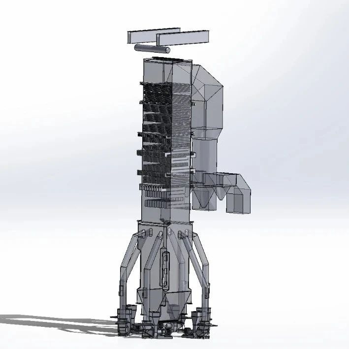 【工程机械】发电厂的煤粉塔式锅炉3D图纸 STEP格式