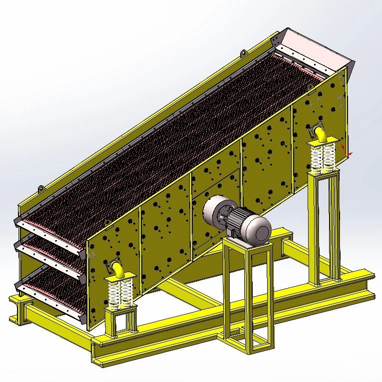 【工程机械】直线振动筛3D数模图纸 Solidworks16设计