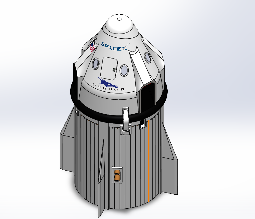 spacex 龙飞船载人版简易模型3d图纸 solidworks设计