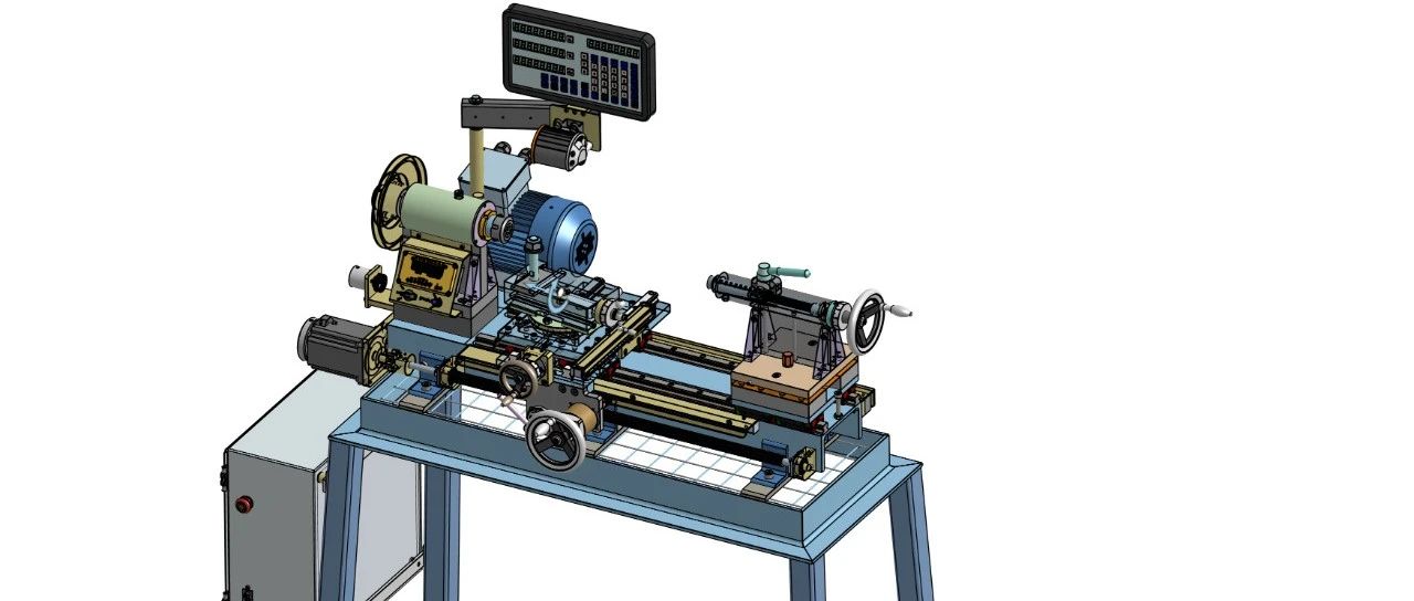 【工程机械】电子丝杠手动ER32夹头车床3D数模图纸 STEP格式