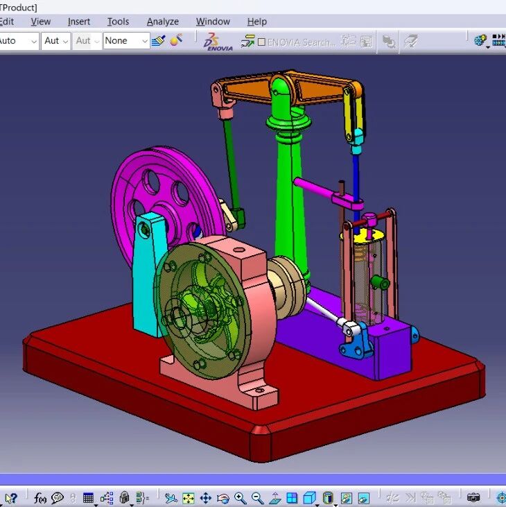 【发动机电机】Steam Engine蒸汽机装配3D数模图纸 CATIA设计