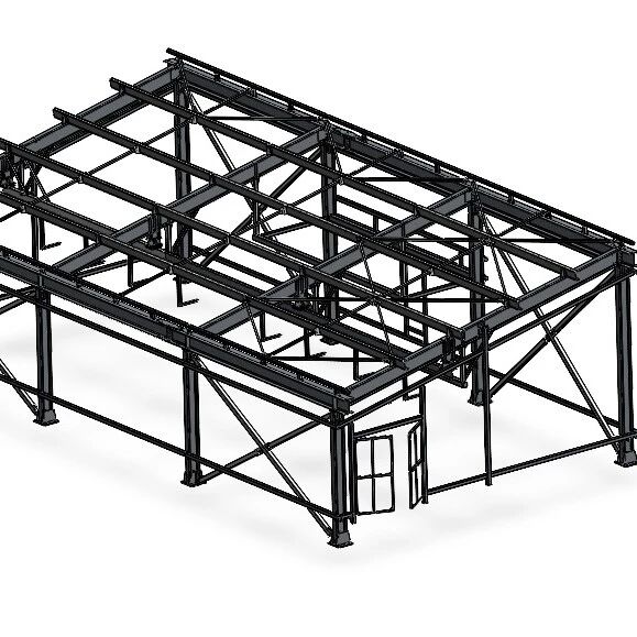 【工程机械】18x9 H5.5m建筑钢框架3D数模图纸 Solidworks设计 附平面工程图