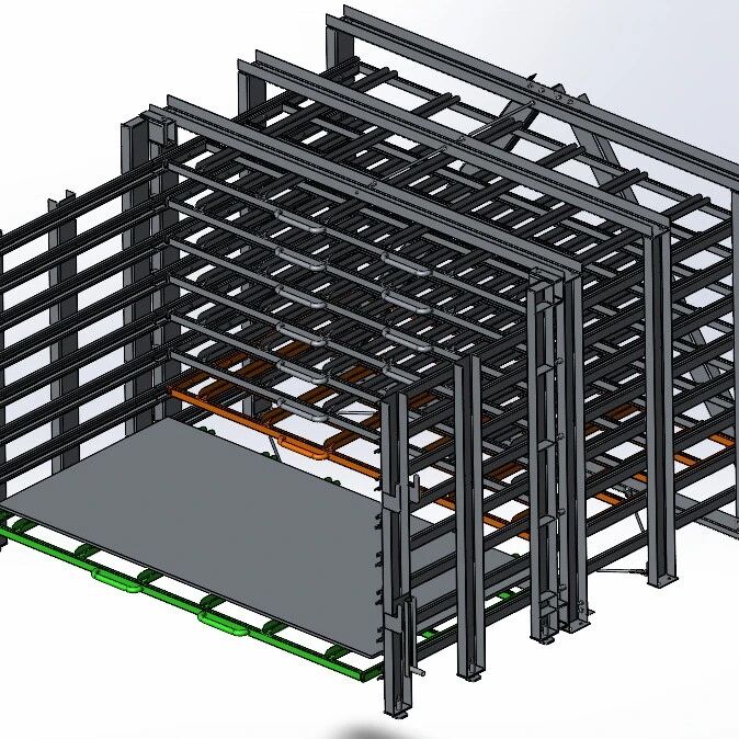 【工程机械】1.5米×3米金属板材货架结构3D图纸 Solidworks设计 附平面工程图