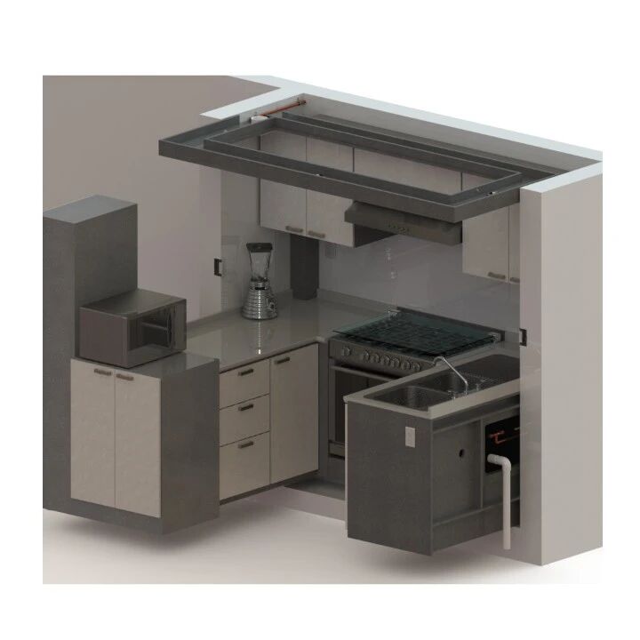 【生活艺术】U型厨房结构模型3D图纸 IGS格式