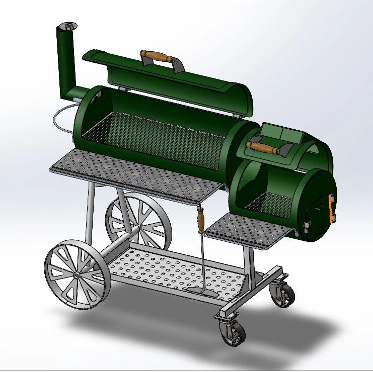 【工程机械】BBQ-1烧烤架小推车3D数模图纸 Solidworks设计