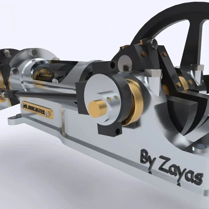 【发动机电机】H Muncaster卧式蒸汽机3D数模图纸 Solidworks设计