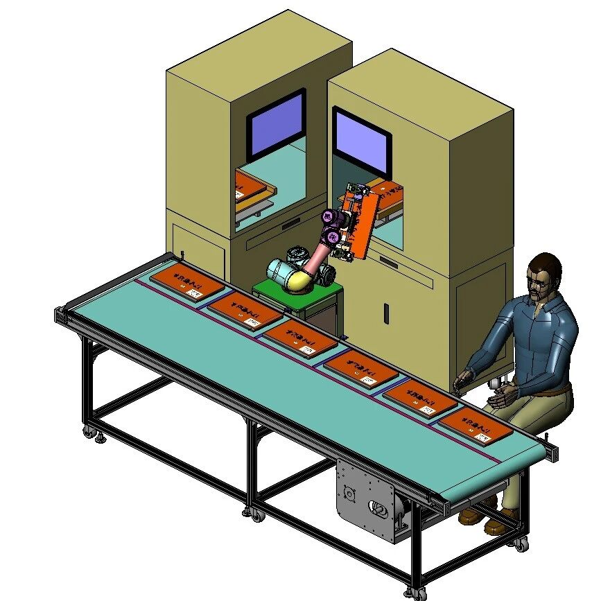 【非标数模】笔记本自动镭雕上下料设备3D数模图纸 Solidworks20设计