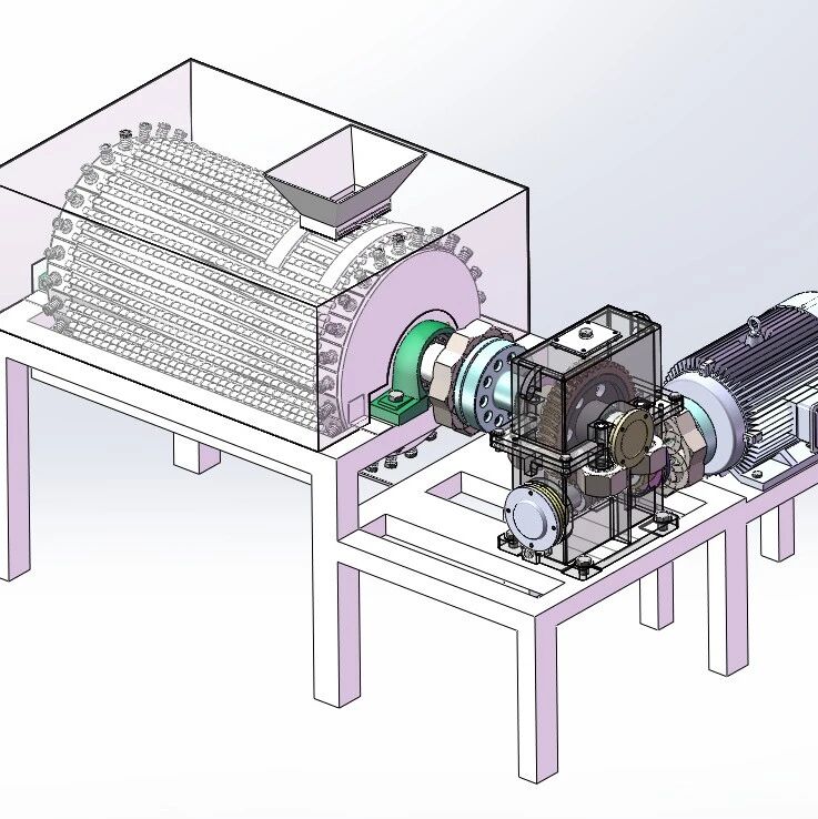 【农业机械】青皮核桃去皮机3D数模图纸 Solidworks23设计