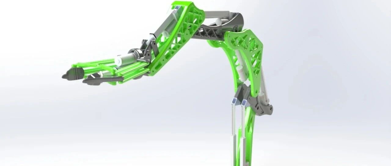 【工程机械】带夹持器的电动线性执行器5轴机械臂3D数模图纸 Solidworks设计