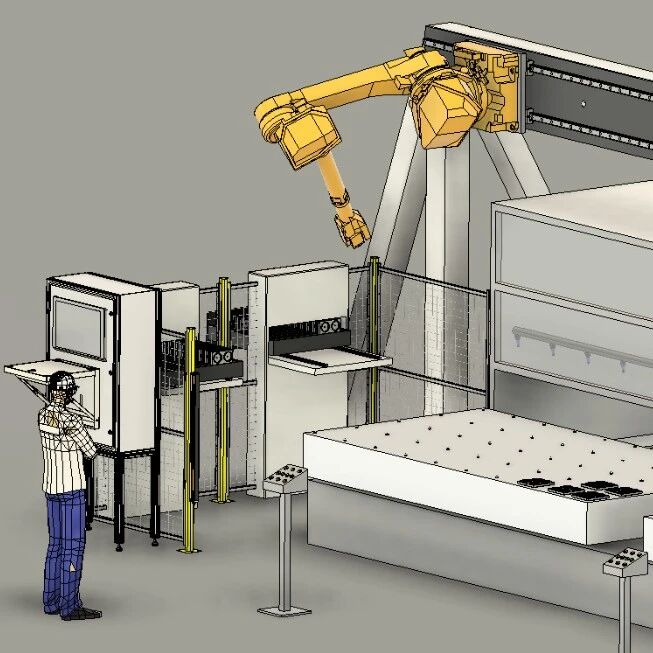 【工程机械】机器人辅助数控雕刻机工作台3D图纸 STEP格式