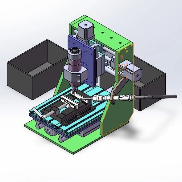 【工程机械】旁轴射流水辅激光加工装置3D数模图纸 Solidworks18设计