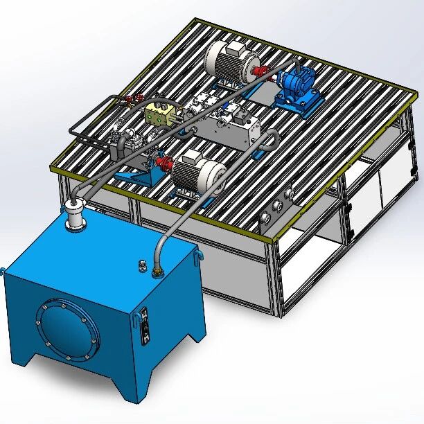 【工程机械】压力控制阀性能实验实验台3D数模图纸 Solidworks18设计