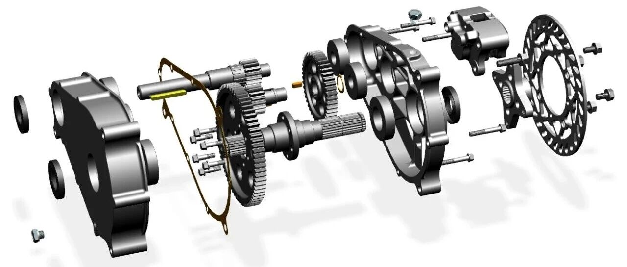 【差减变速器】巴哈赛车变速箱与中央制动器3D数模图纸 x_t格式