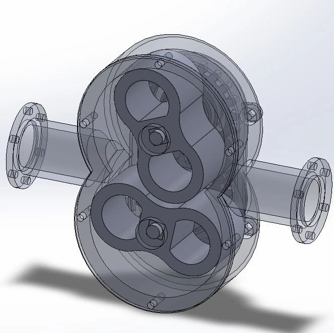 【泵缸阀杆】Lobe Pump罗茨泵凸轮泵3D数模图纸 Solidworks设计
