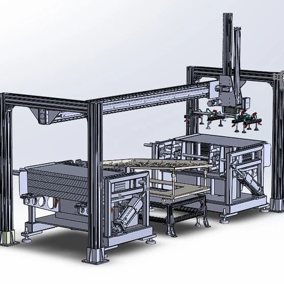 【非标数模】金属板材提取装载设备3D数模图纸 STEP格式