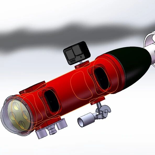 【海洋船舶】搭载 GoPro 的遥控潜水器（ROV）简易模型3D图纸 Solidworks设计