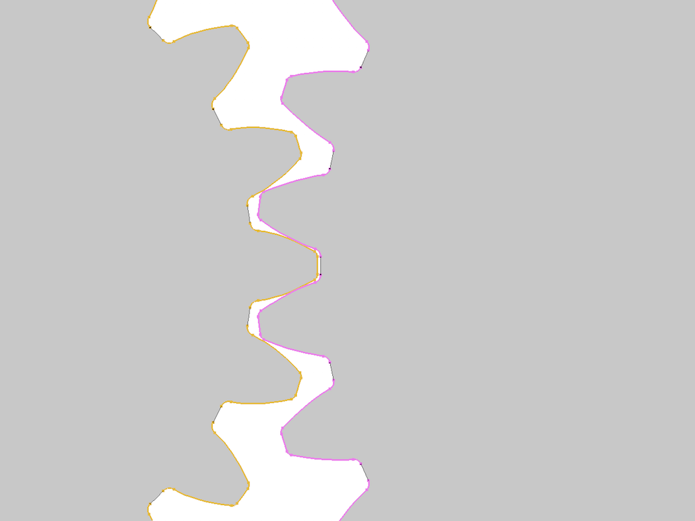 An image of contact pair boundaries in a pair of gears.