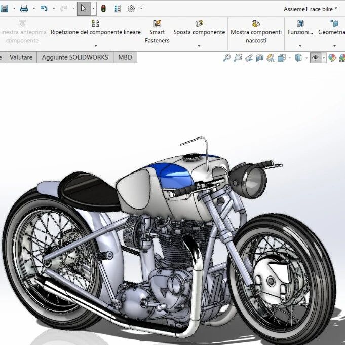 【其他车型】Cafe Race Bike复古风格改装摩托车3D数模图纸 STP格式