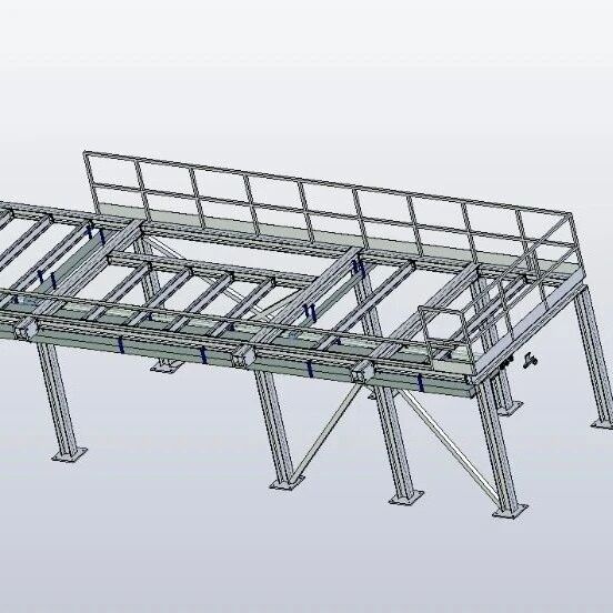 【工程机械】线缆和管道规范化支撑工业平台3D数模图纸 STP格式