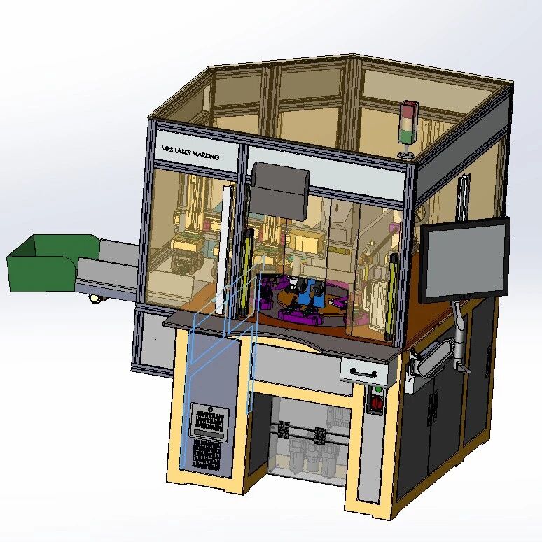 【非标数模】全自动激光打标机3D数模图纸 Solidworks20设计