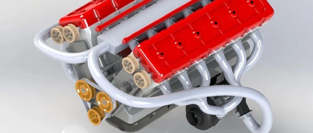 【发动机电机】Twin-turbo V12双涡轮增压 V12 发动机3D图纸