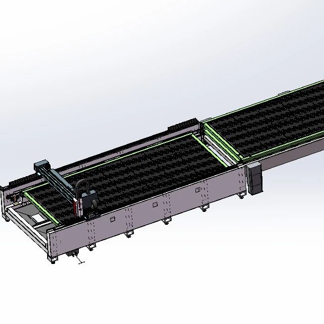【工程机械】6米双平台激光切割机3D数模图纸 Solidworks18设计