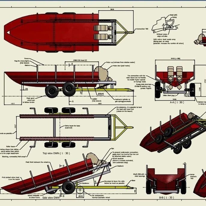 【其他车型】10米RIB船用拖车3D数模图纸 INVENTOR设计