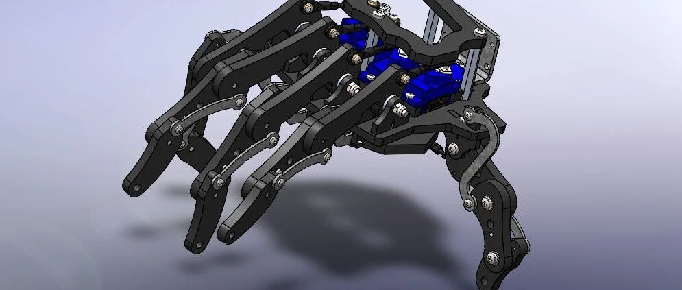 【机器人】腱驱动五自由度仿生机械手3D数模图纸 Solidworks设计