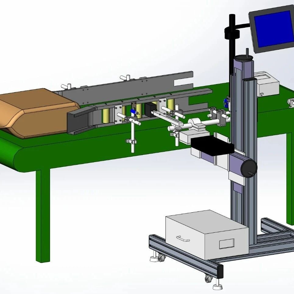 【非标数模】袋装侧面激光读码检测机3D数模图纸 Solidworks22设计