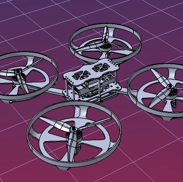 【飞行模型】AeroLite四轴无人机结构3D图纸 STEP格式