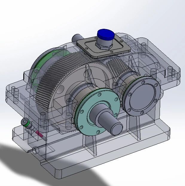 【差减变速器】简易一级斜齿轮传动减速器3D图纸 Solidworks设计