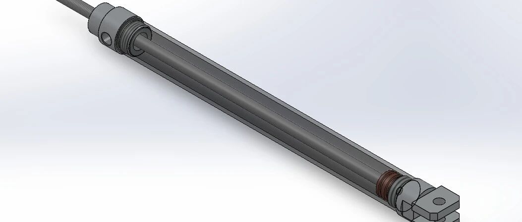 【泵缸阀杆】20x8x225mm销式长圆筒气缸3D数模图纸 Solidworks设计