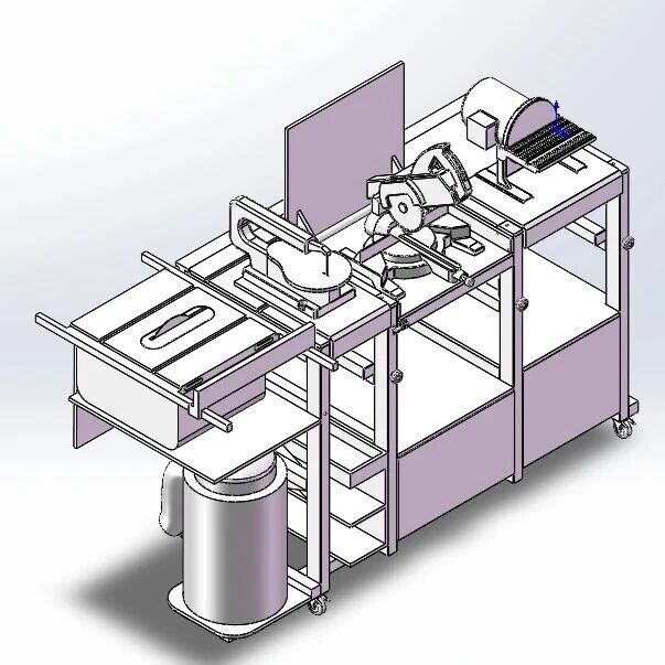 【工程机械】带翻转和倾斜的木工工作台3D图纸 step格式