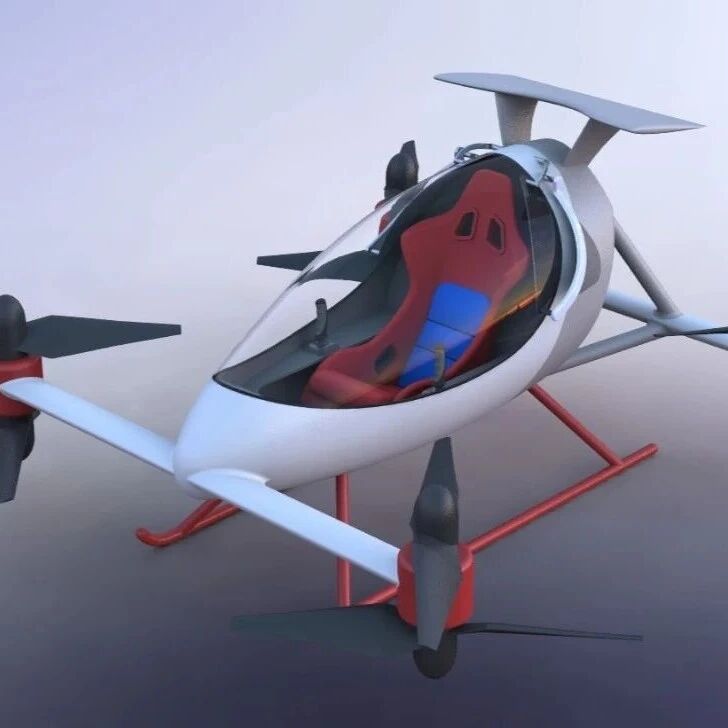 【飞行模型】aircar载人四轴飞行器3D数模图纸 STEP格式