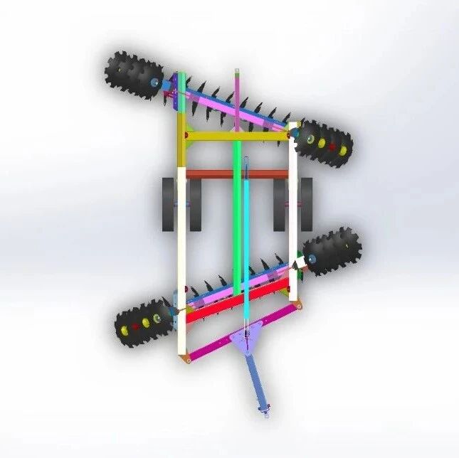 【农业机械】Offset Disc Harrow 52片圆盘耙3D数模图纸 STEP格式