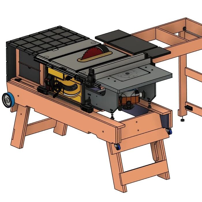 【工程机械】Dewalt 7492台锯专用便携式工作台3D图纸 STEP格式