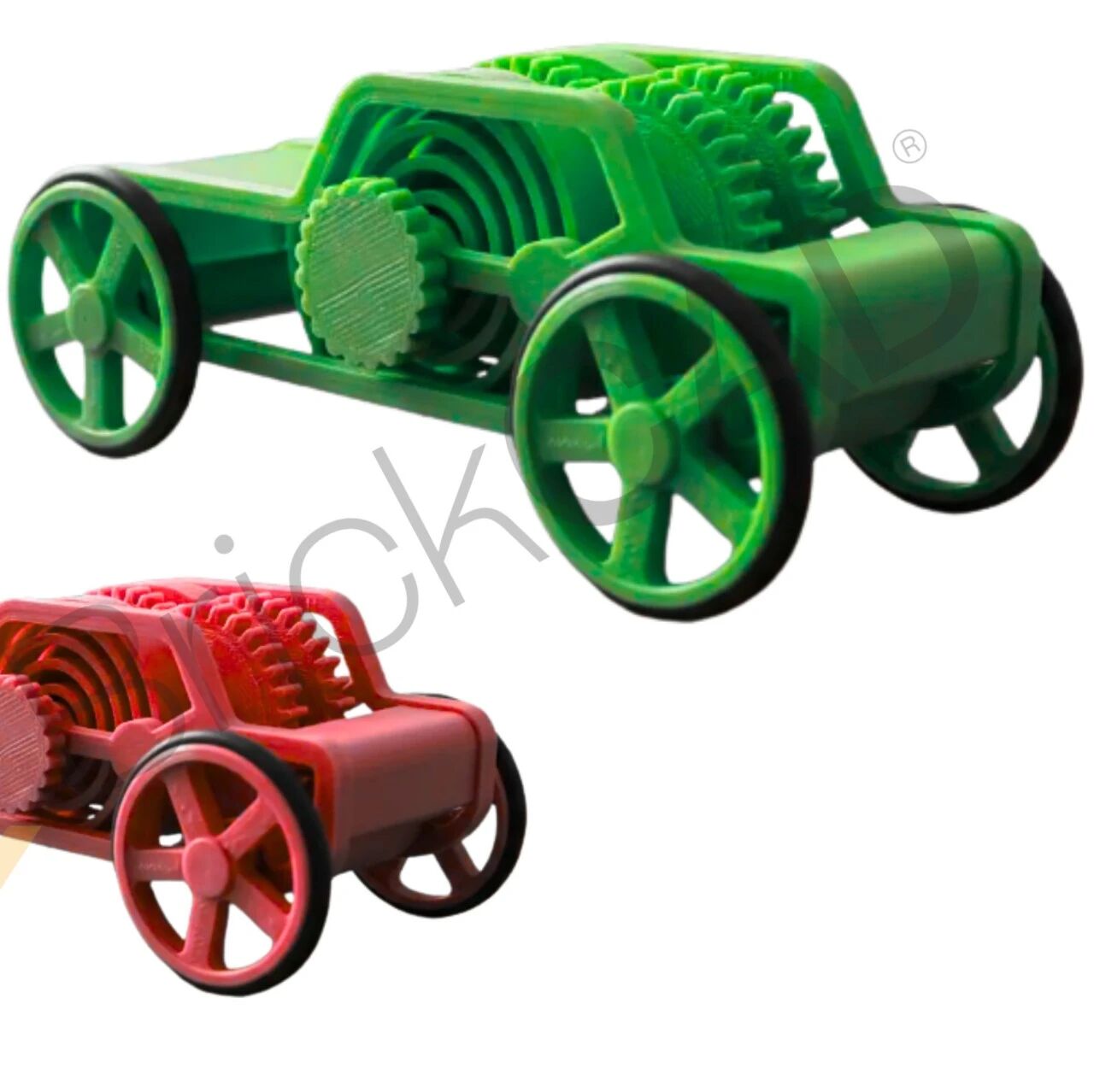 【3D打印】Gear Car齿轮传动玩具小车3D打印图纸 STL格式