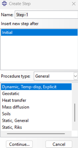 Defining type of analysis