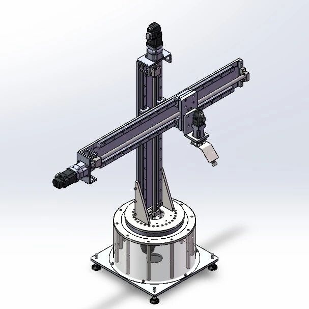 【机器人】四自由度圆柱坐标机器人机械手3D数模图纸 Solidworks23设计