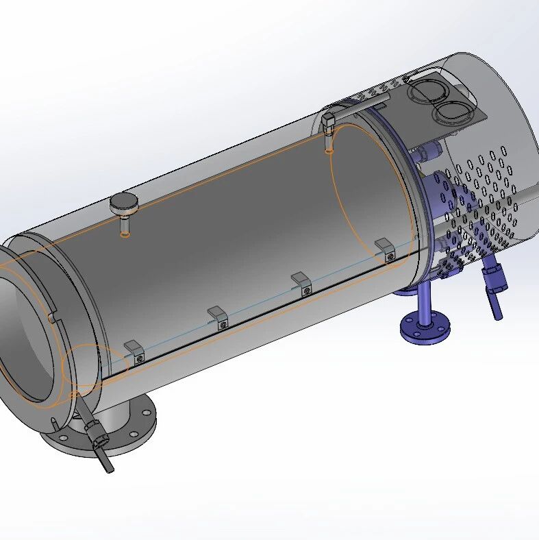 【工程机械】电加热水浴式汽化器3D数模图纸 Solidworks16设计