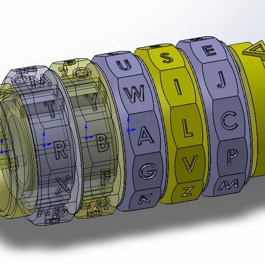 【精巧机构】Cryptex达芬奇密码桶3D数模图纸 Solidworks设计