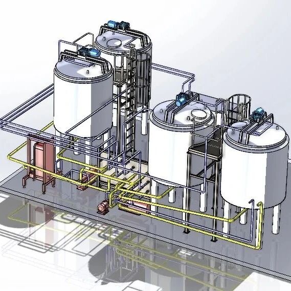 【工程机械】乳品设备管道分布3D数模图纸 x_t格式